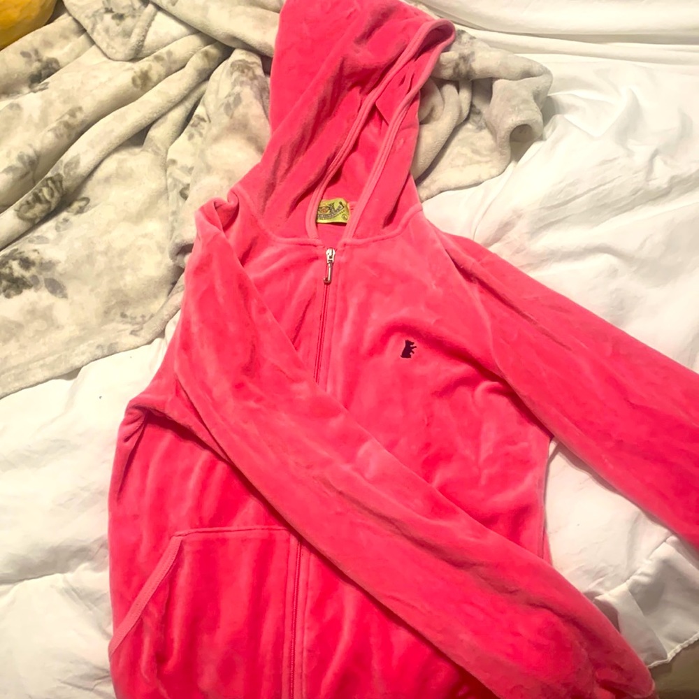 Vintage Y2K Juicy Couture Velour Track Jacket Pink USA Made Women’s Size Large